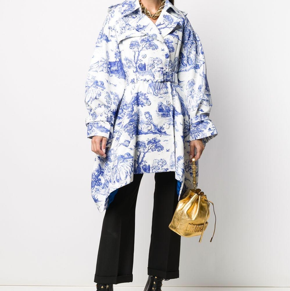 Moschino Blue Print Dress Coat - Picture 6 of 9